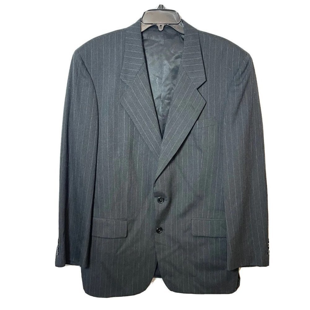 Christian Dior Mens Wool Striped Sport Coat Blazer Dark Gray 42R Single Breasted